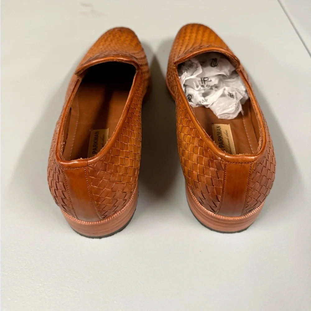 PAUL PARKMAN Tan Woven Leather Loafers